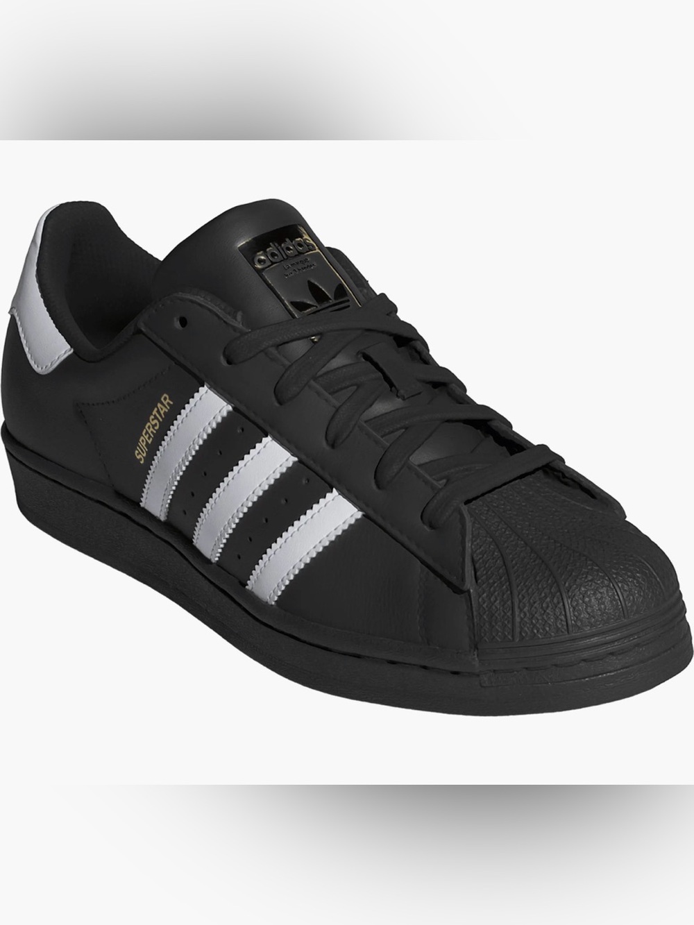Adidas Superstar Womens 7.5 Black White Gold Shell Toe Sneakers Streetwear Retro